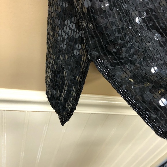 Silk Beaded Sequin Party Cocktail Drag Blouse - Picture 3 of 6
